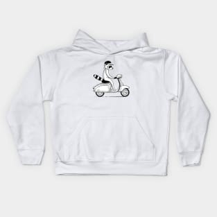 raccoon on scooter Kids Hoodie